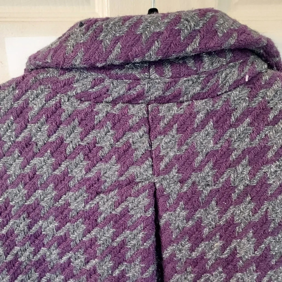 Charter Club Silver Metallic/Purple Houndstooth Flare Coat in Size 0X - Picture 10 of 13